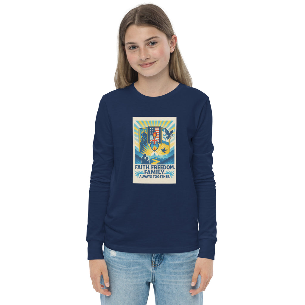 Faith Freedom Family Youth Long Sleeve Tee - American Zionist