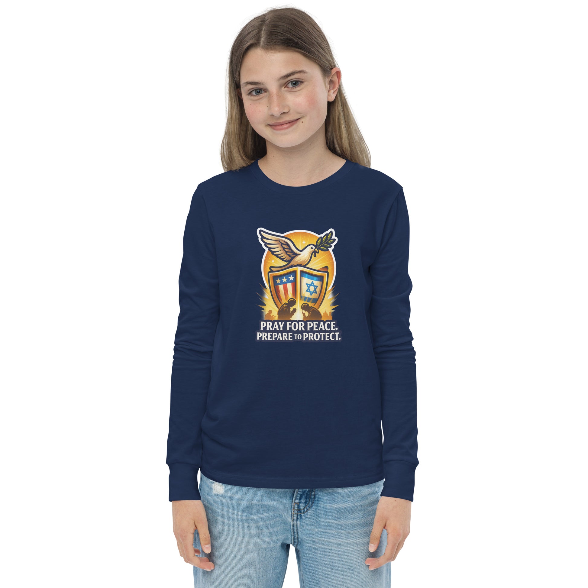 Pray For Peace Youth Long Sleeve Tee - American Zionist
