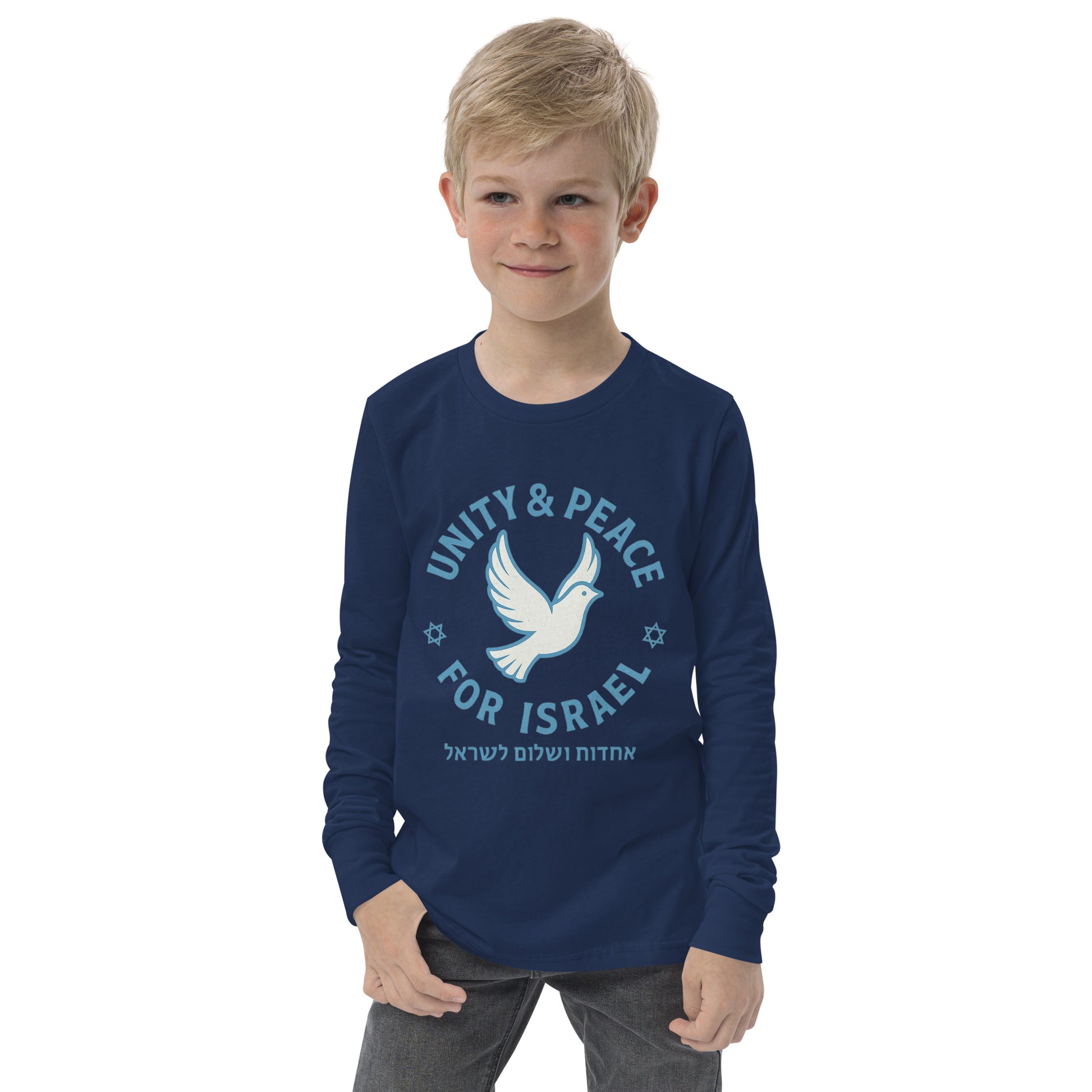 Unity Peace For Israel Youth Long Sleeve Tee - American Zionist