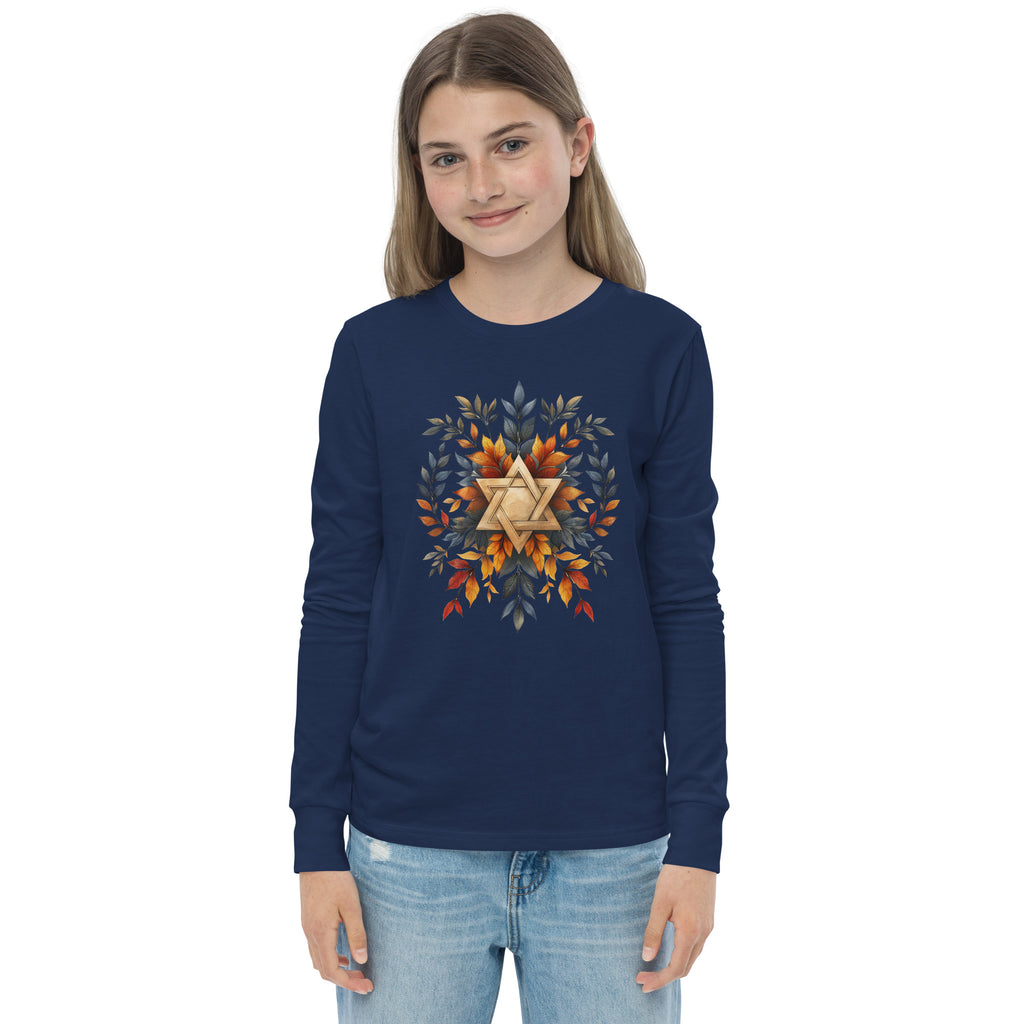 Star of David Wreath Youth Long Sleeve Tee - American Zionist