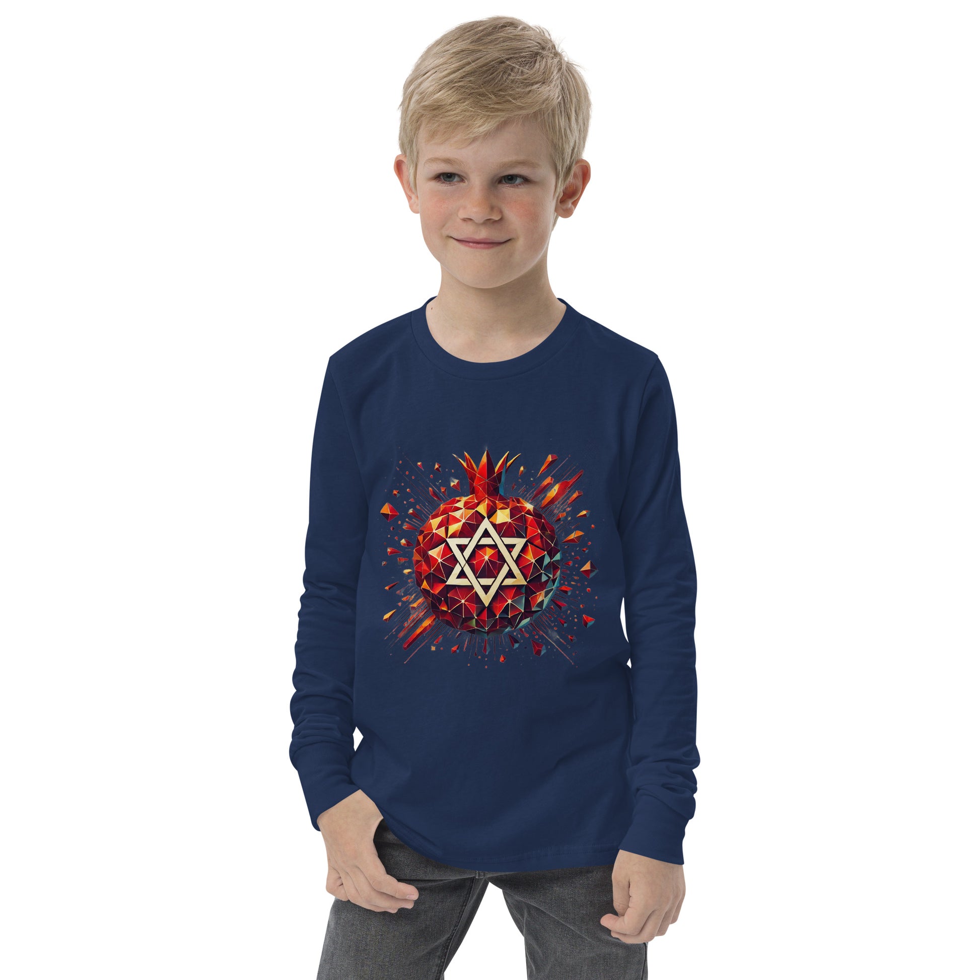 Pomegranate Star of David Youth Long Sleeve Tee - American Zionist