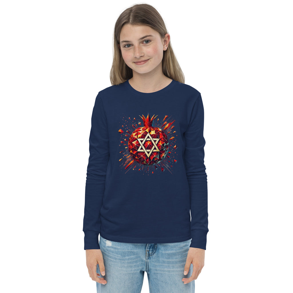 Pomegranate Star of David Youth Long Sleeve Tee - American Zionist