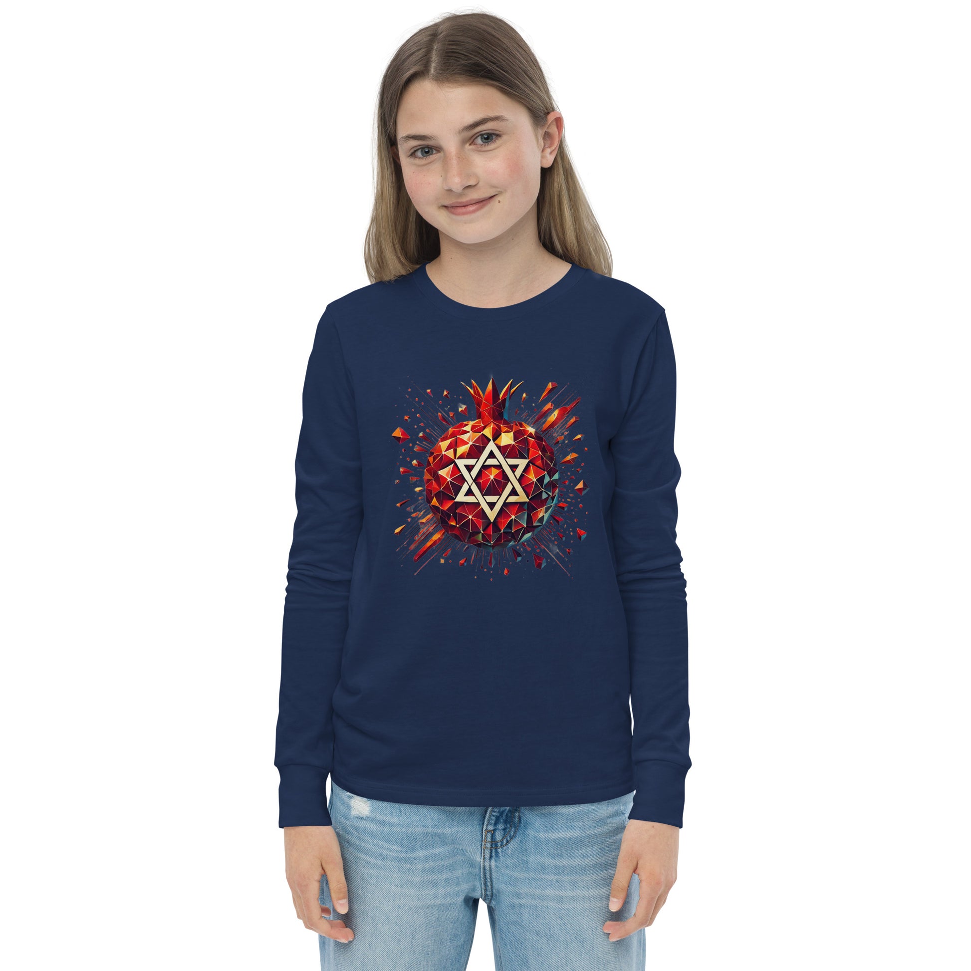 Pomegranate Star of David Youth Long Sleeve Tee - American Zionist