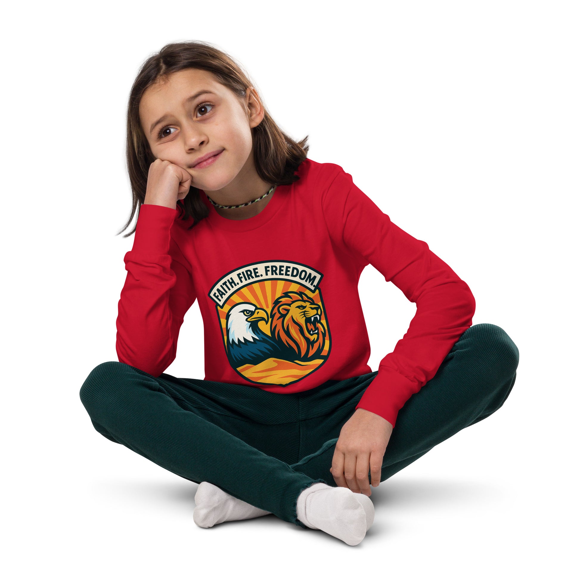 Lions Eagles Rise Youth Long Sleeve Tee - American Zionist
