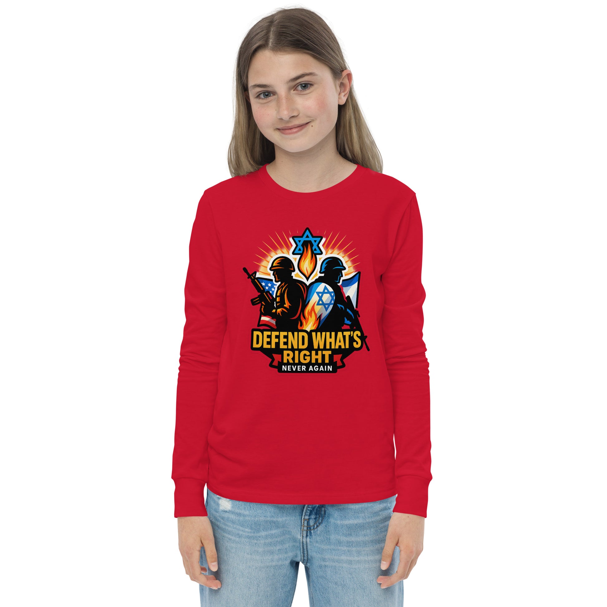 Defend What's Right Youth Long Sleeve Tee - American Zionist