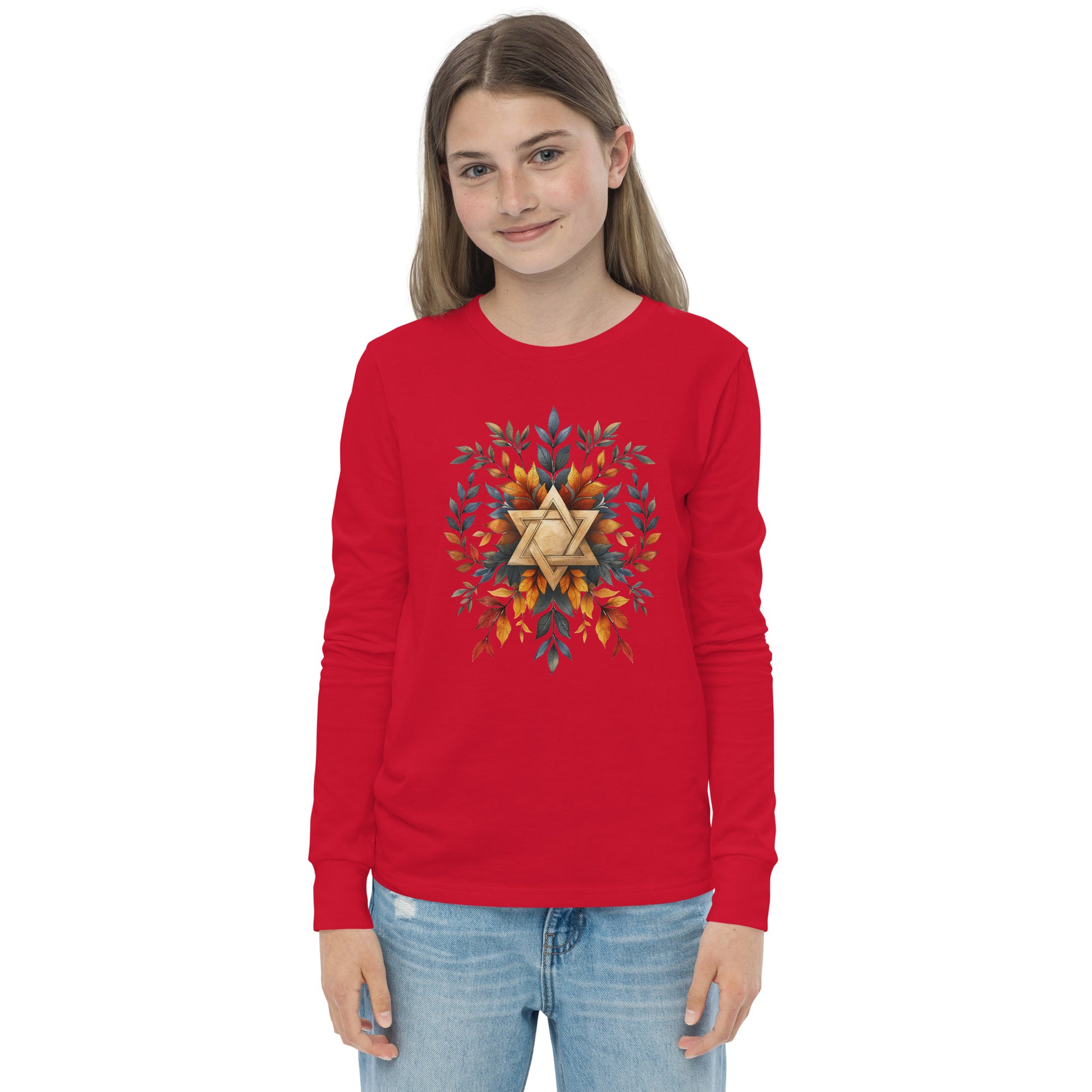Star of David Wreath Youth Long Sleeve Tee - American Zionist