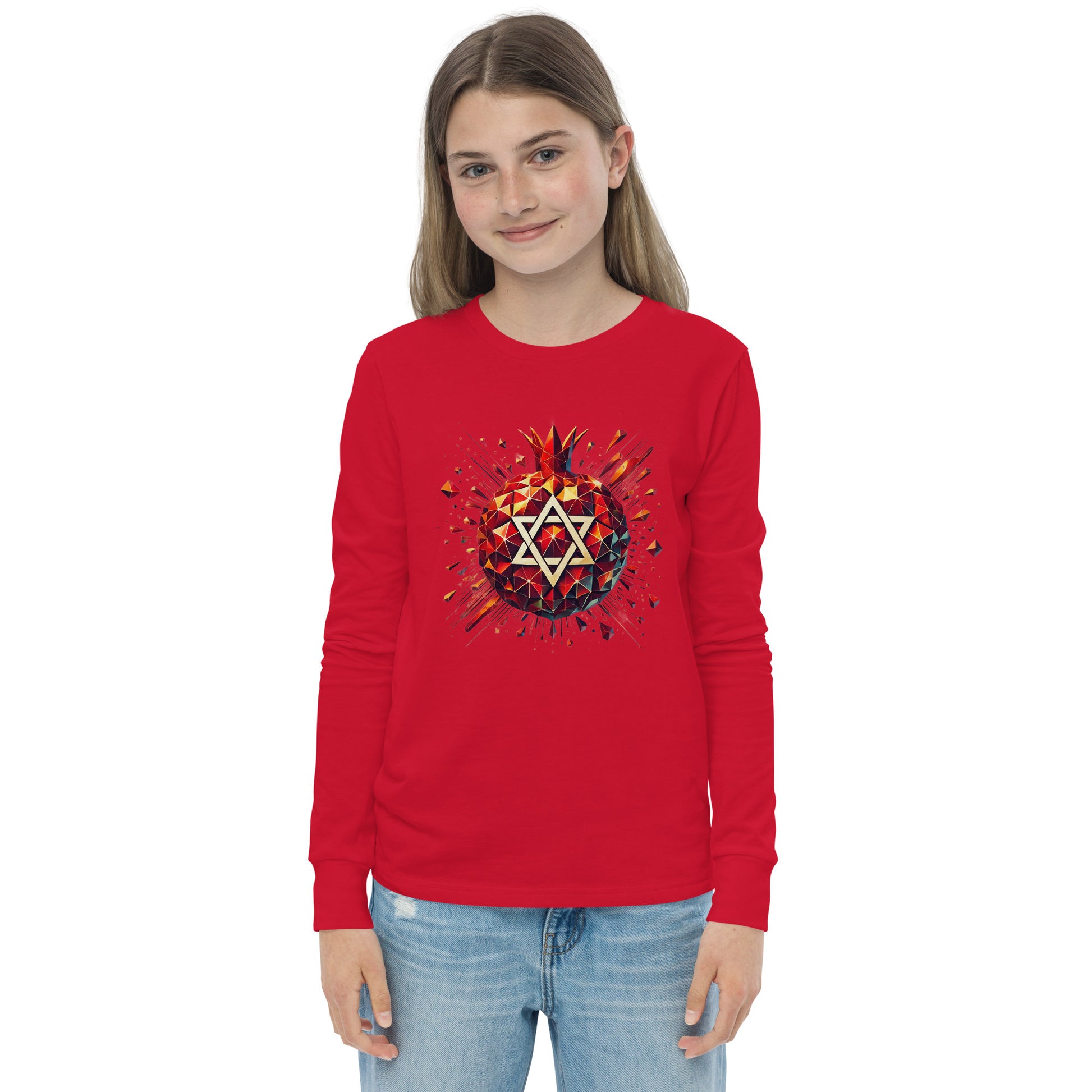 Pomegranate Star of David Youth Long Sleeve Tee - American Zionist