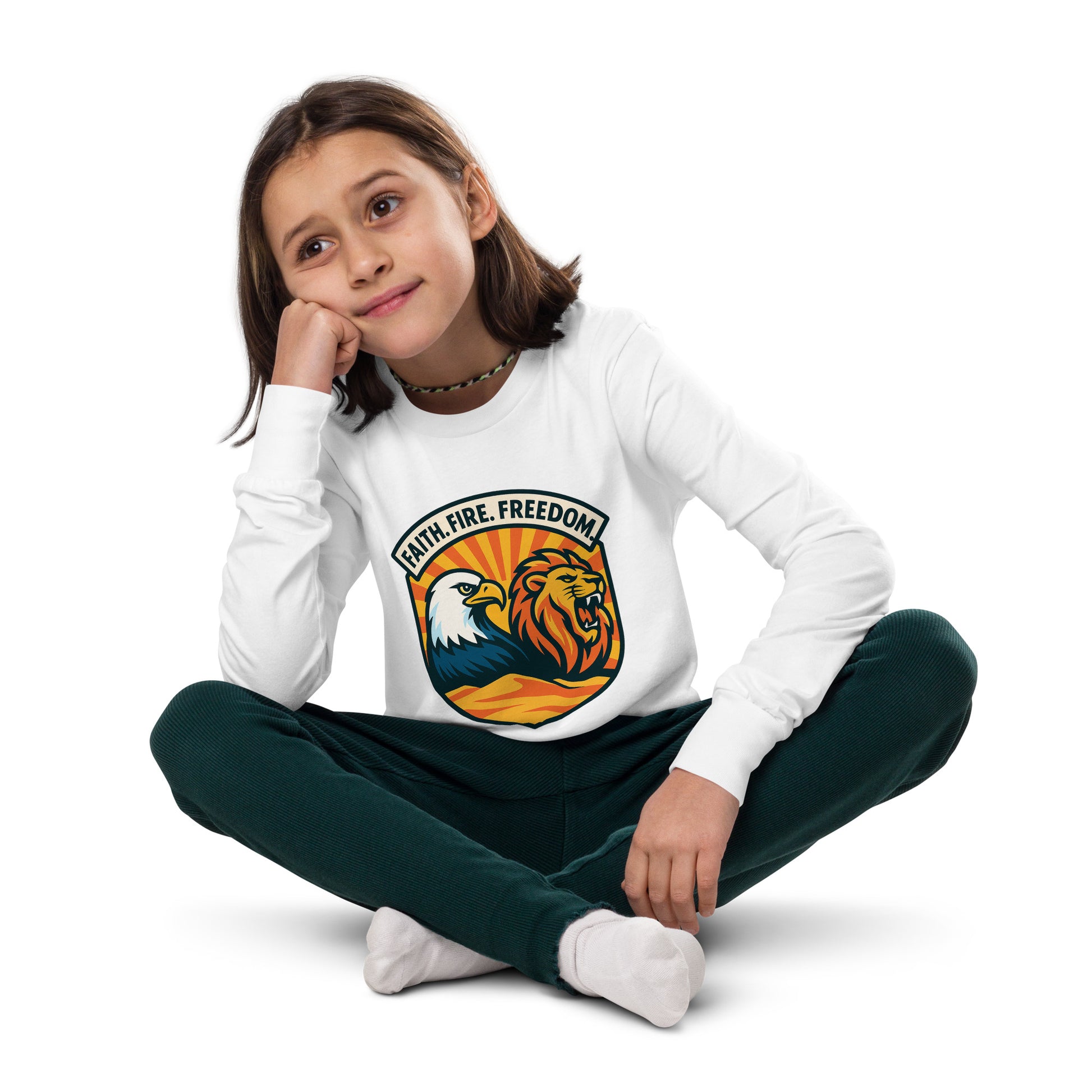 Lions Eagles Rise Youth Long Sleeve Tee - American Zionist