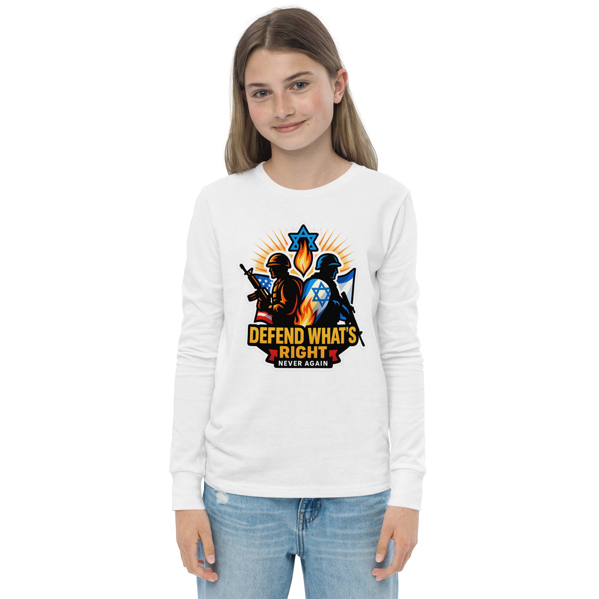 Defend What's Right Youth Long Sleeve Tee - American Zionist