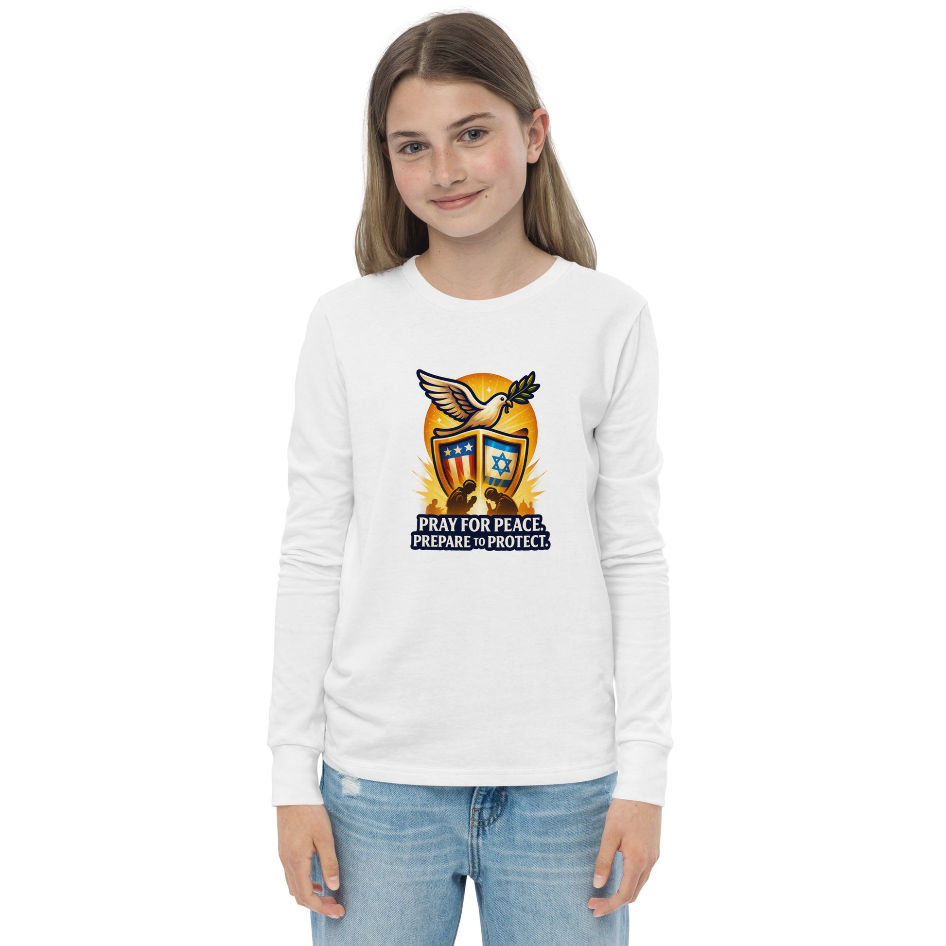 Pray For Peace Youth Long Sleeve Tee - American Zionist