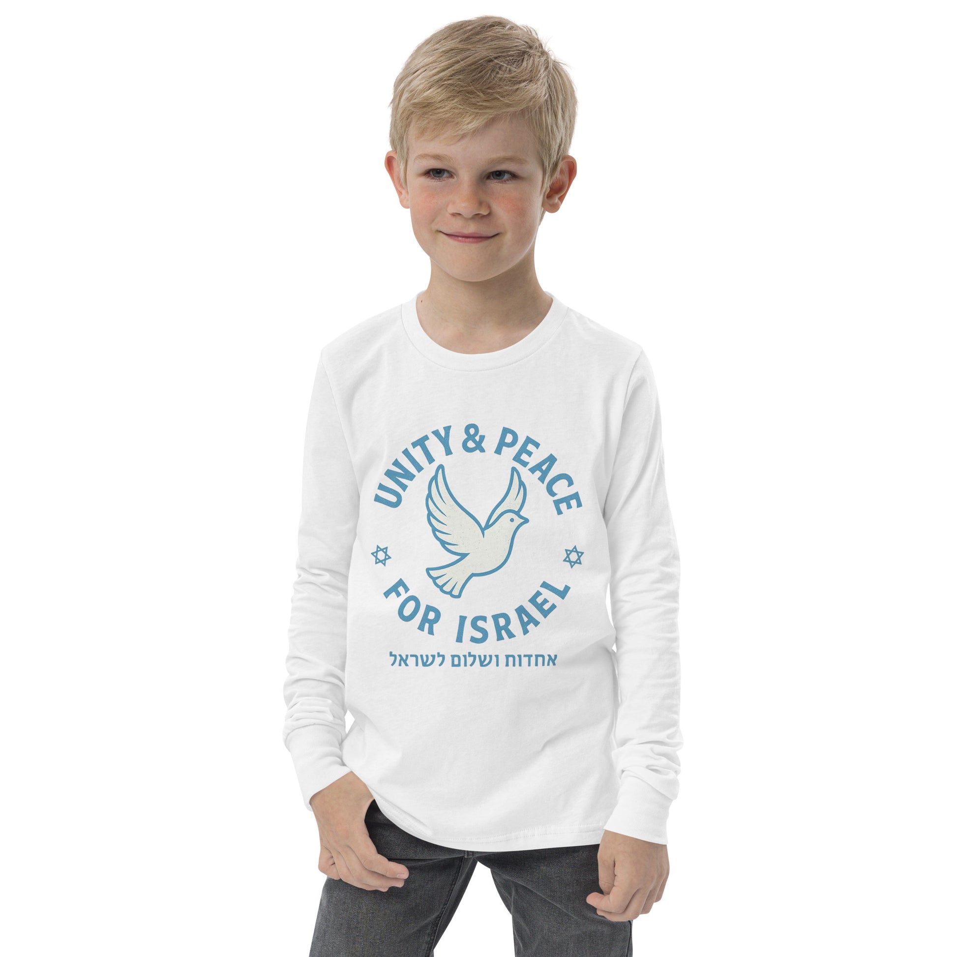 Unity Peace For Israel Youth Long Sleeve Tee - American Zionist