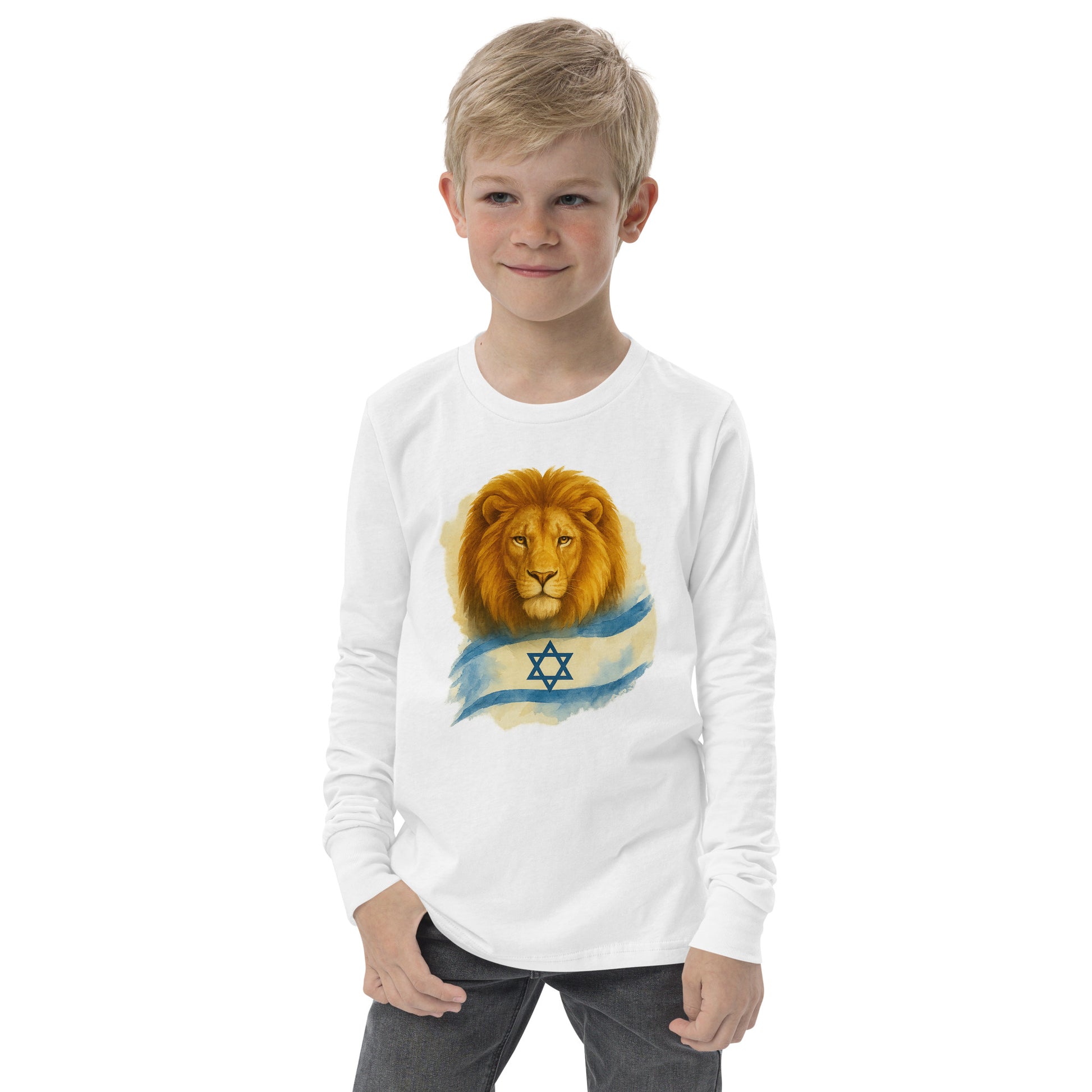 Lion Of Israel Youth Long Sleeve Tee - American Zionist