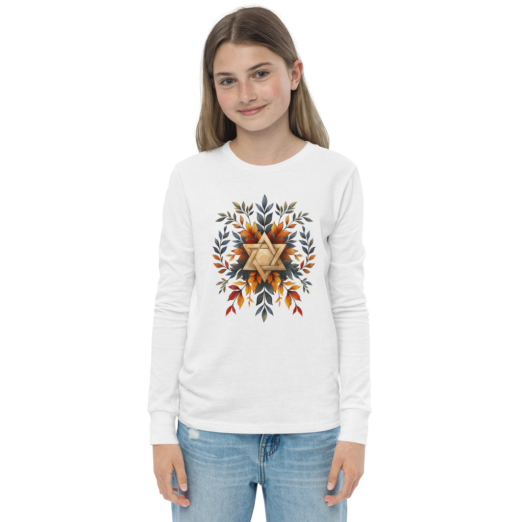Star of David Wreath Youth Long Sleeve Tee - American Zionist