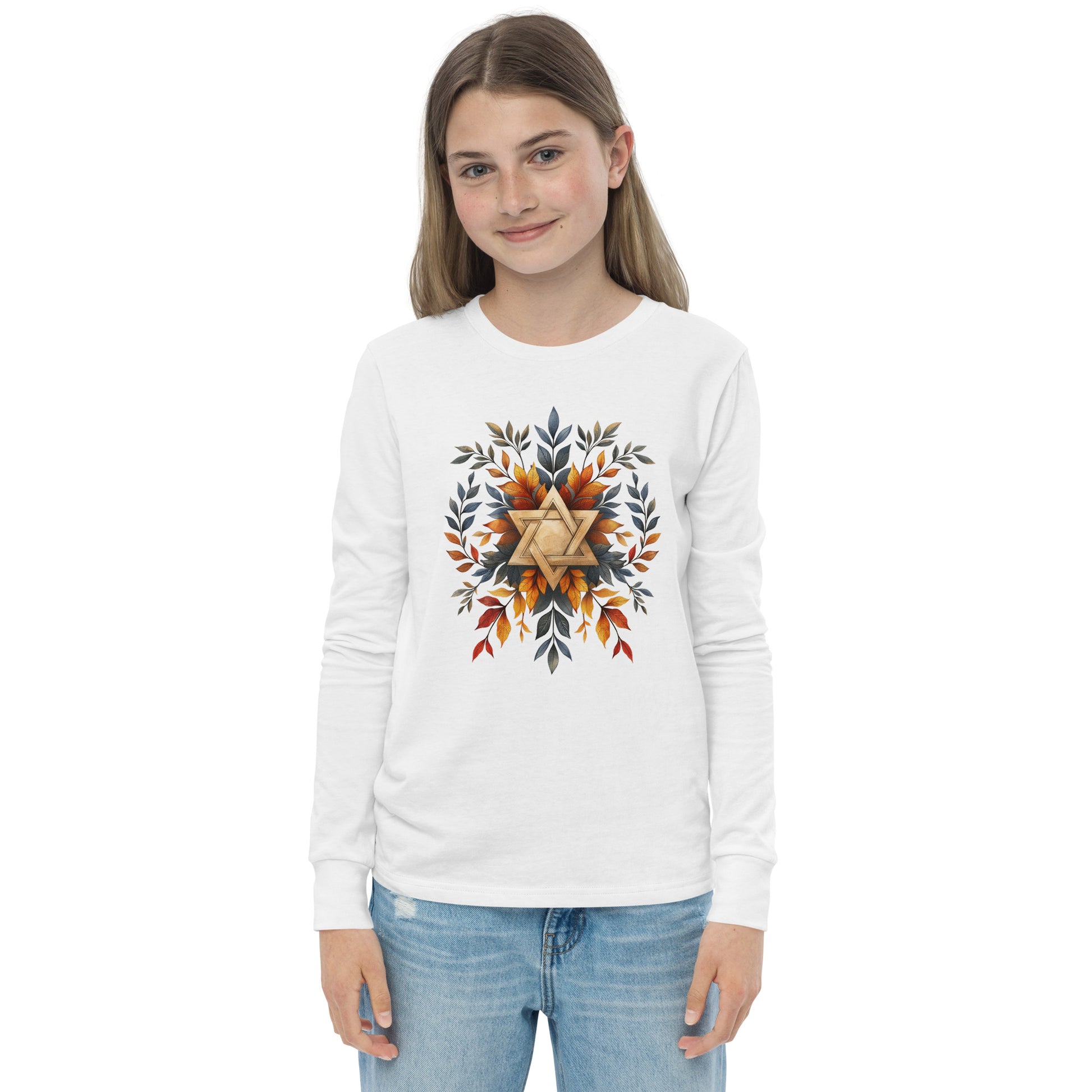 Star of David Wreath Youth Long Sleeve Tee - American Zionist