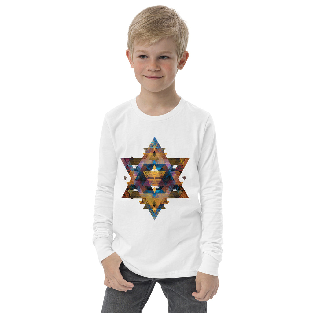 Star of David Geometric Youth Long Sleeve Tee - American Zionist