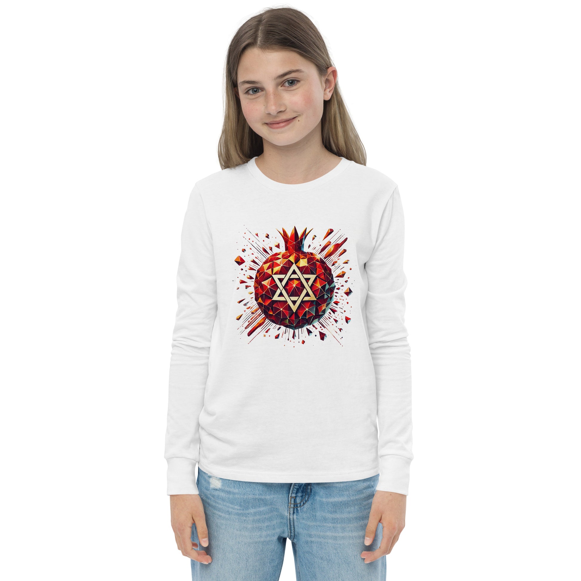 Pomegranate Star of David Youth Long Sleeve Tee - American Zionist