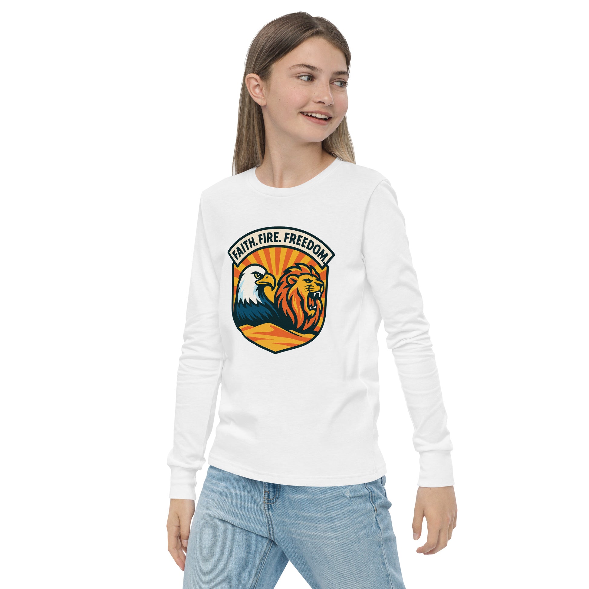Lions Eagles Rise Youth Long Sleeve Tee - American Zionist